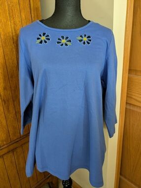 QUACKER FACTORY Cut Out Flowers and Sequin Top, Sz 1x, NWOT!!!
